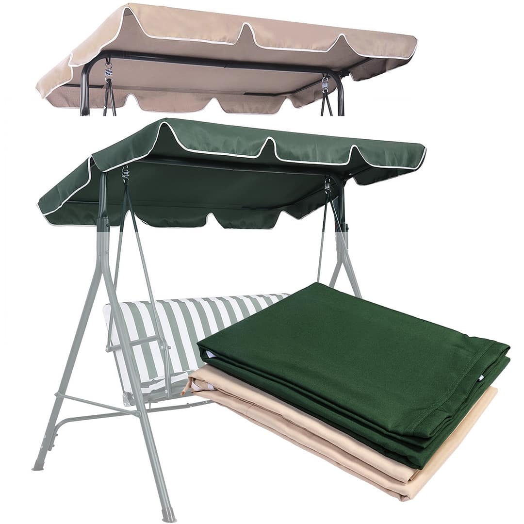 Costway Tetto di ricambio per dondolo in poliestere da giardino Tettuccio per dondolo Verde 168x115cm