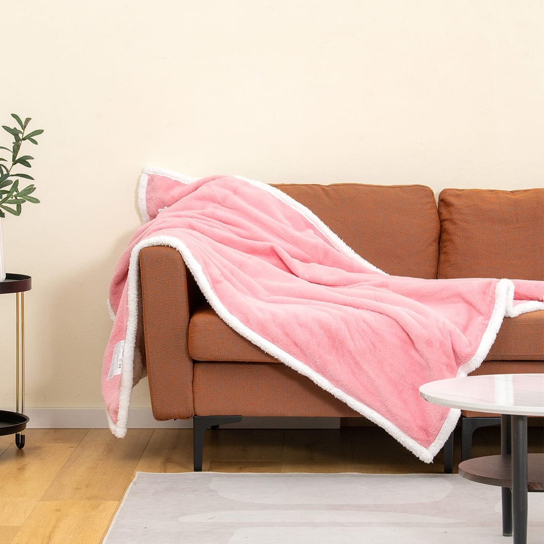 Costway Coperta elettrica riscaldata con 9 impostazioni, Coperta a riscaldamento con telecomando per casa e ufficio Rosa