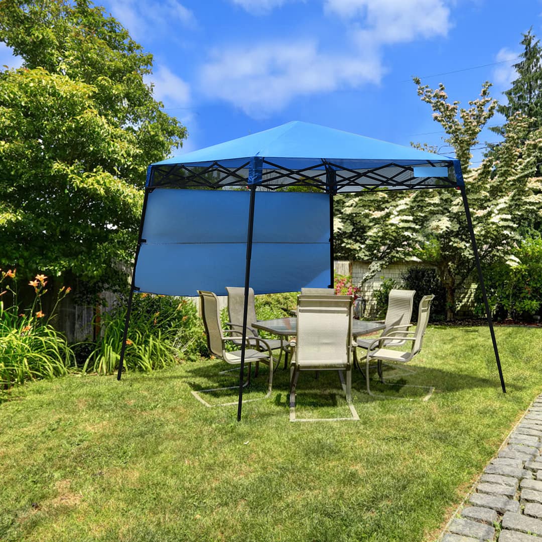 Costway Tenda a baldacchino portatile e leggero con borsa per campeggio, Gazebo da esterno con gambe inclinate Blu