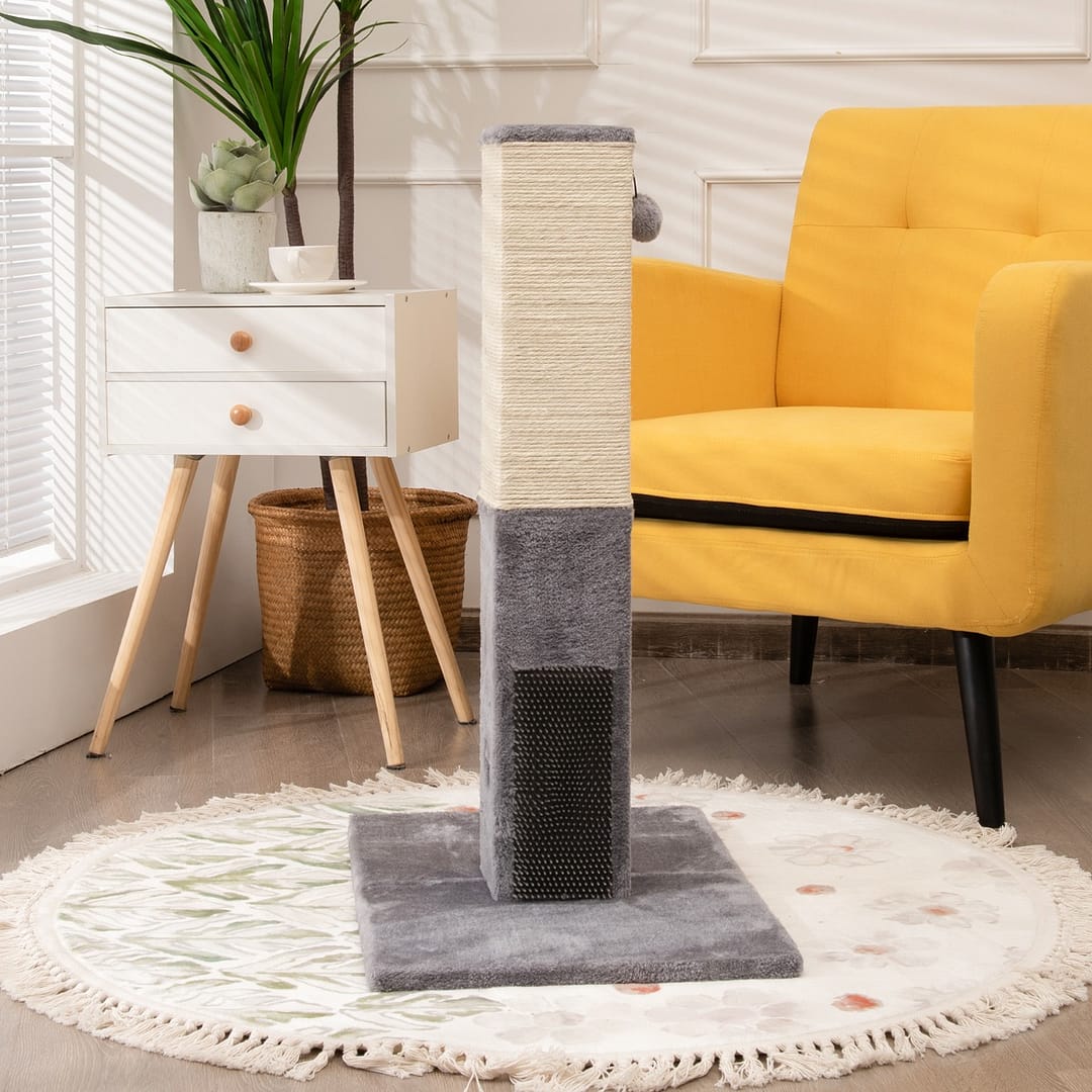 Costway Tiragraffi per gatti grandi adulti con cuccia piattaforme amaca, Albero tiragraffi da divano 50x40x79cm Grigio