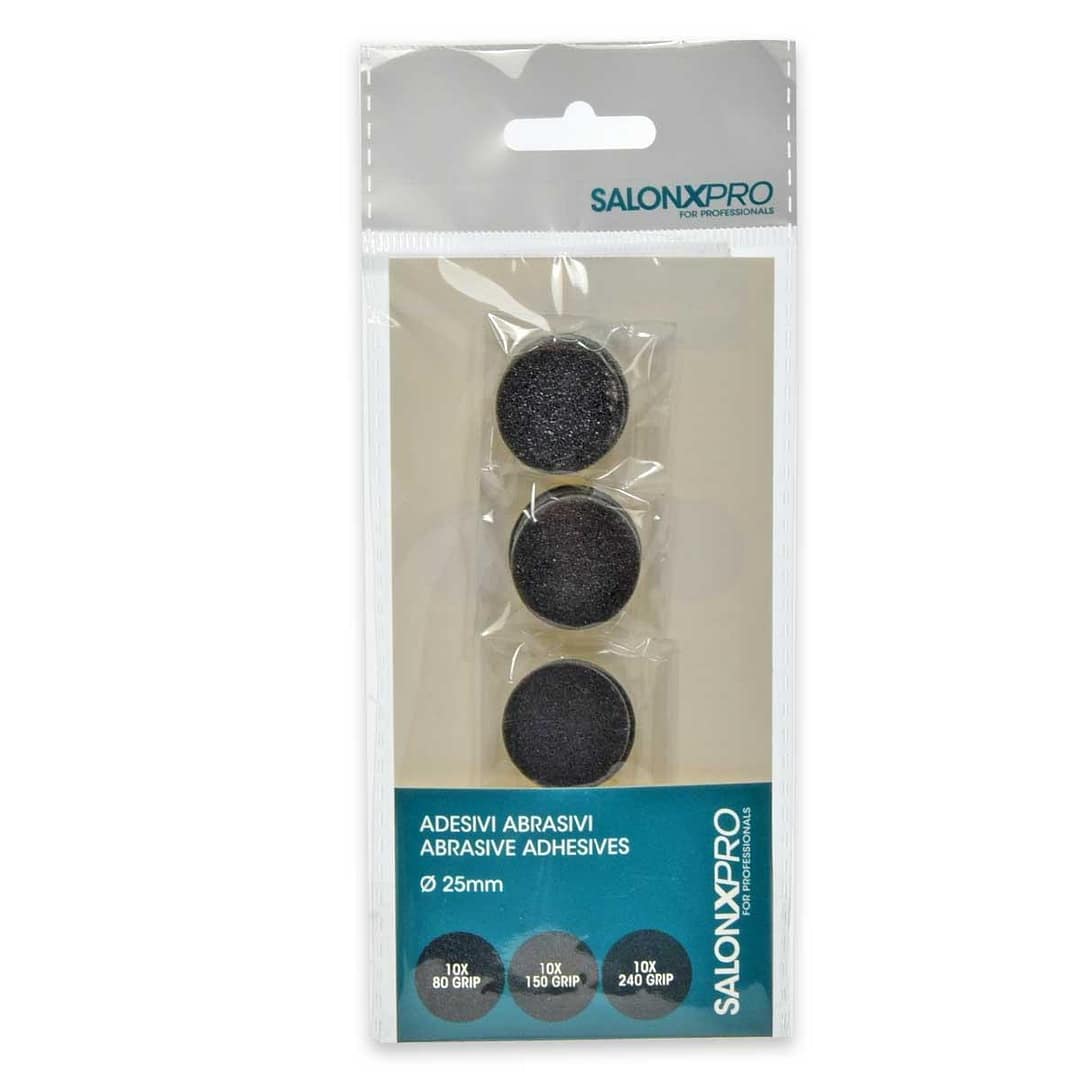 30 dischi abrasivi adesivi Ø 25 10 pz grana 80 – 10 pezzi grana 150 – 10 pezzi grana 240
