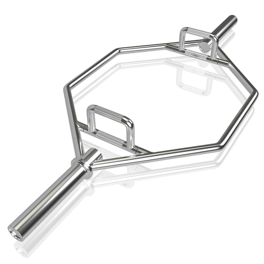 Costway Barra esagonale pieghevole con manici zigrinati di sicurezza, Barra esagonale pieghevole per sollevamento pesi Argento