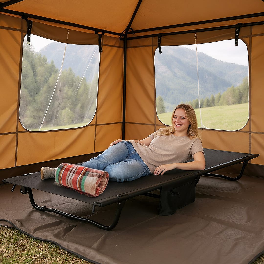 Costway Brandina da campeggio ultralight per adulti con tasca laterale, Brandina compatta per viaggi all'aperto e casa e spiaggia Nero