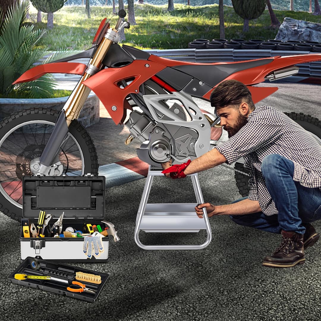Costway Cavalletto sollevatore per moto da cross, Supporto per moto fuoristrada in metallo con superficie antiscivolo