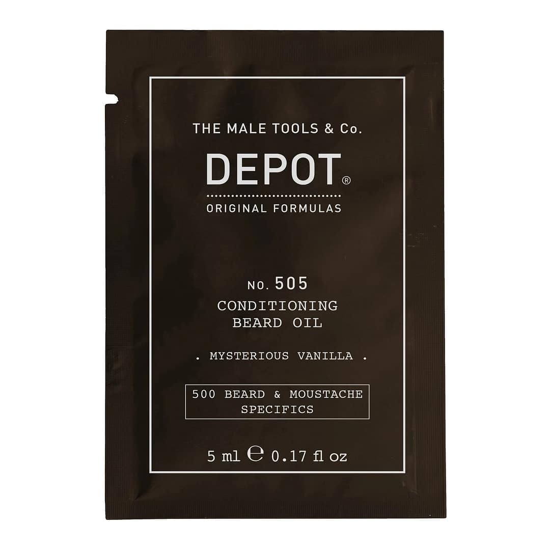 Depot, 500 specifiche per barba e baffi n. 505, olio da barba, vaniglia misteriosa, vitamina E, per lucentezza e morbidezza, 5 ml