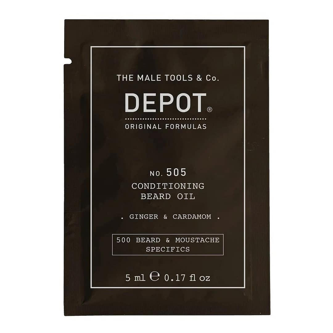 Depot, 500 specifiche per barba e baffi n. 505, olio da barba, zenzero e cardamomo, per lucentezza e morbidezza, 5 ml