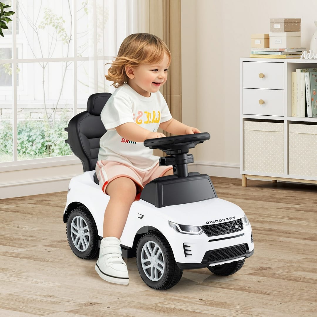 Costway Macchina a spinta 3 in 1 per bambini con manico removibile e paracolpi, Regalo per bambini da 18 a 36 mesi Bianco