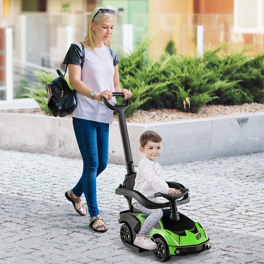 Costway Auto da gioco per bambini 18-36 mesi con funzione di spinta scatola di stoccaggio, Macchina di lamborghini Verde