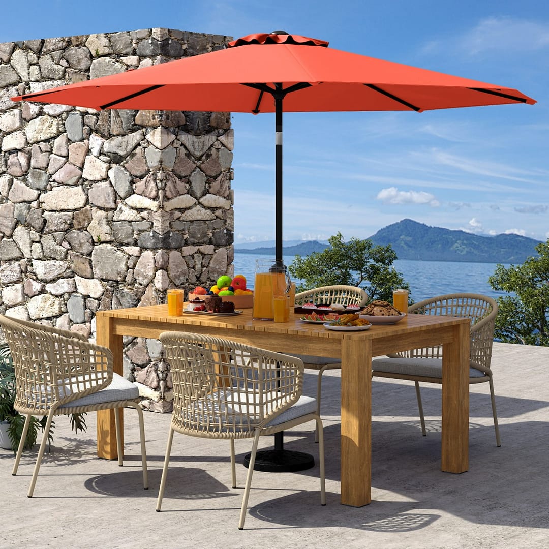 Costway Ombrellone da esterno con manovella 8 stecche robuste, Ombrellone da giardino 300 cm Arancia