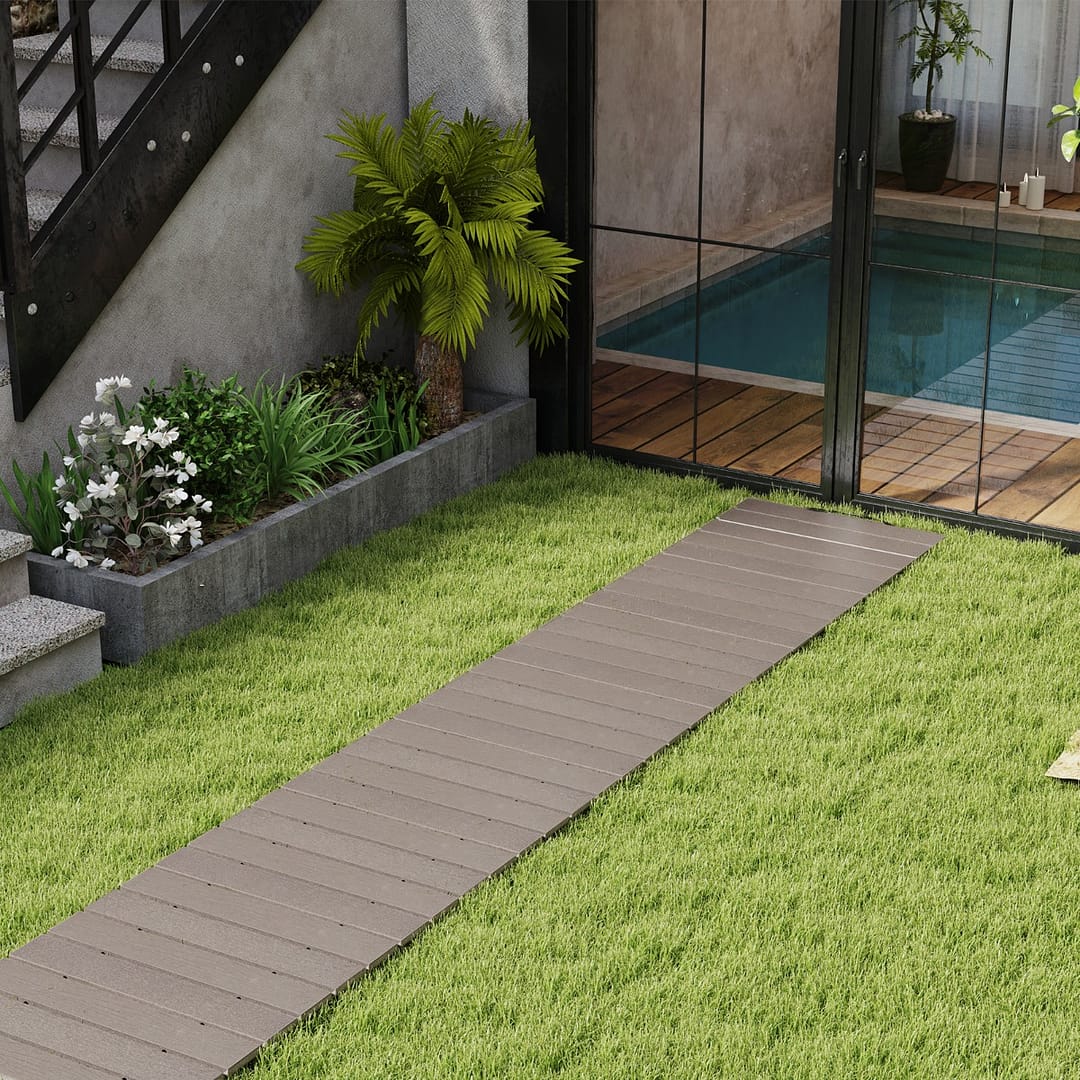 Costway Passerella dritta da esterno con connessione a filo metallico, Passerella decorativa resistente alle intemperie per matrimonio festa Grigia