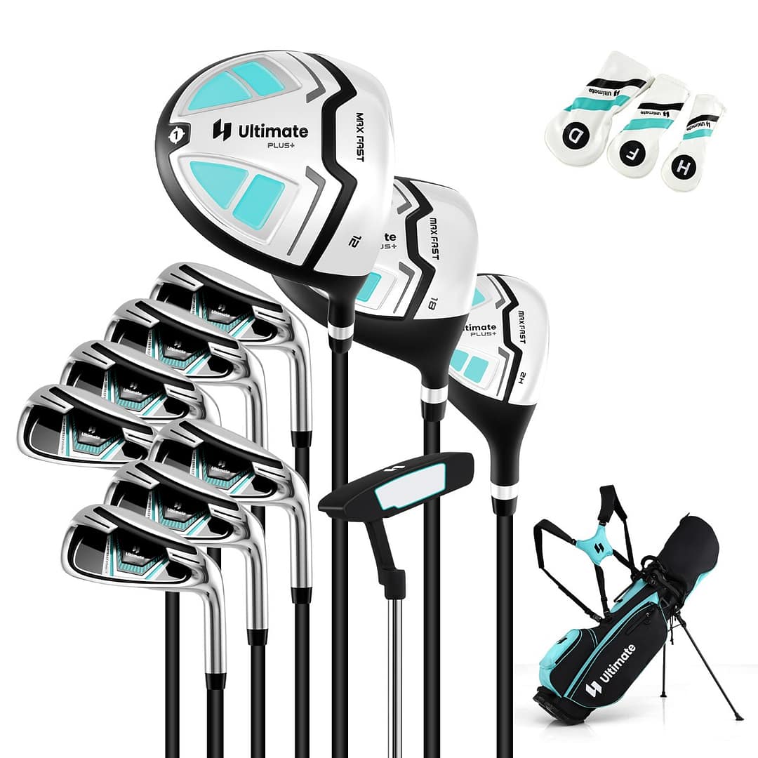 Costway Set completo di mazze da golf da donna con borsa porta mazze, Set completo include driver #1 460CC e ibrido Verde