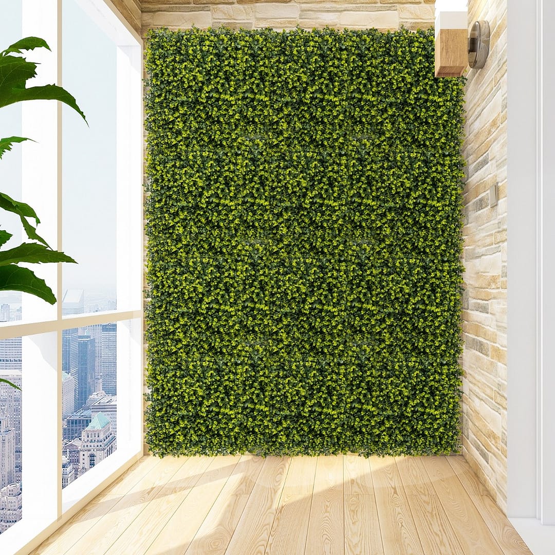Costway Set di 12 pannelli di siepe artificiale per pareti da giardino, Pannelli decorativi da 50 x 50 cm Verde
