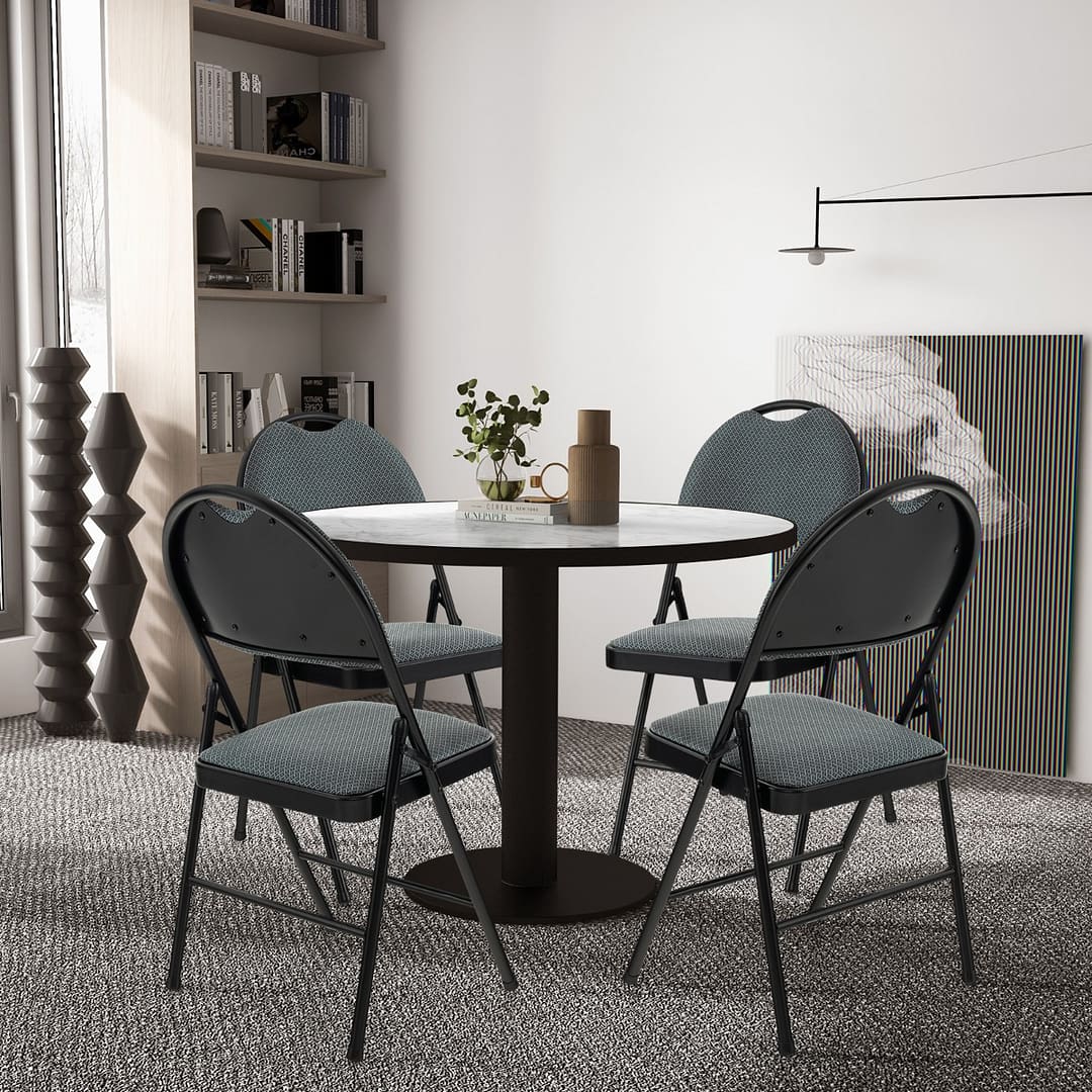 Costway Set di 4 sedie pieghevoli con seduta imbottita, Sedie pieghevoli portatili con piedini antiscivolo Grigio