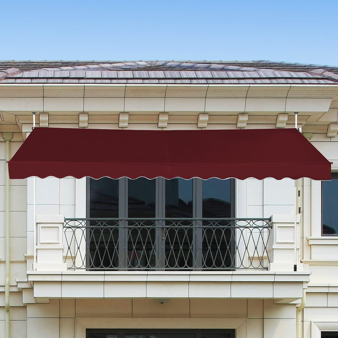Costway Tenda da sole telescopica e retrattile, Tenda parasole resistente ai raggi UV impermeabile 395 x 120 cm Rosso