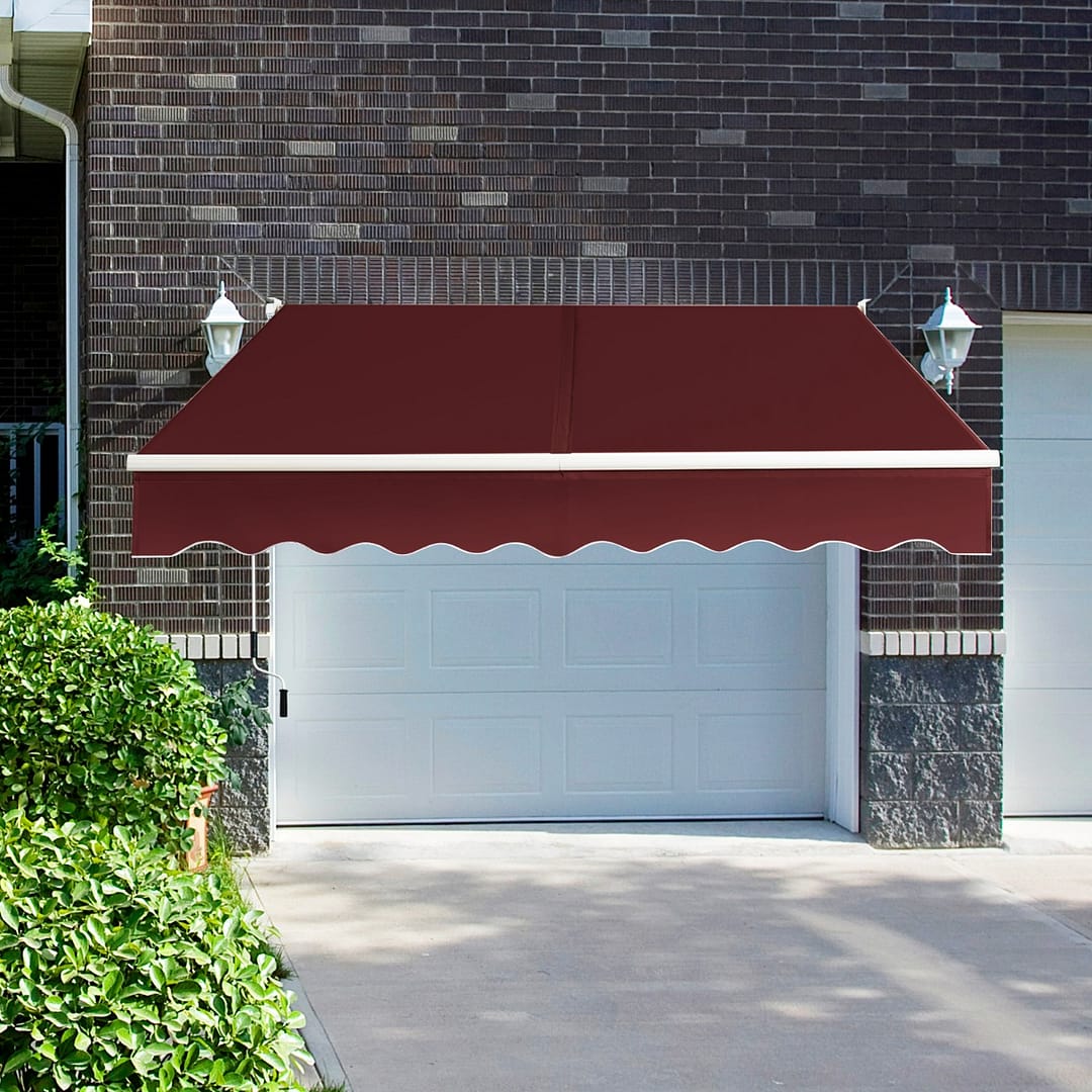 Costway Tenda parasole in alluminio con manovella e poliestere impermeabile, Tenda da sole retrattile 245x200cm Rosso