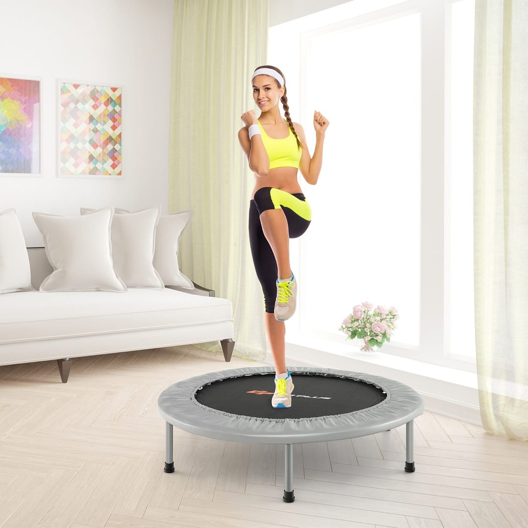 Costway Trampolino pieghevole per bambini con carico massimo 150kg, Mini trampolino portatile per interno Argento