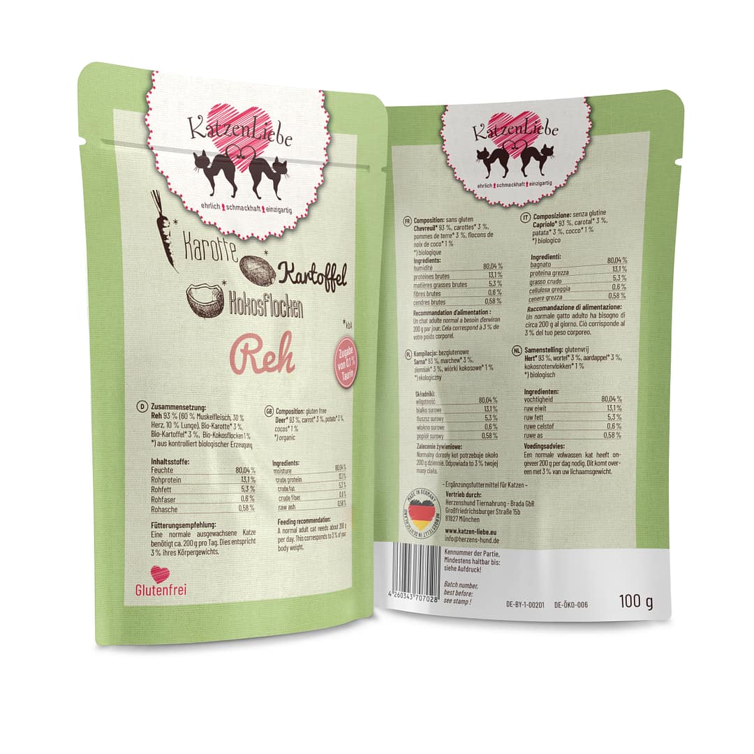 Katzen Liebe Capriolo con Patate Bio Umido per Gatti 100 g - 100 g