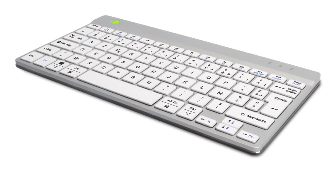 R-Go Tools Compact Break Tastiera ergonomica R-Go , tastiera compatta con software break, AZERTY (FR), Bluetooth, bianco – nuovo