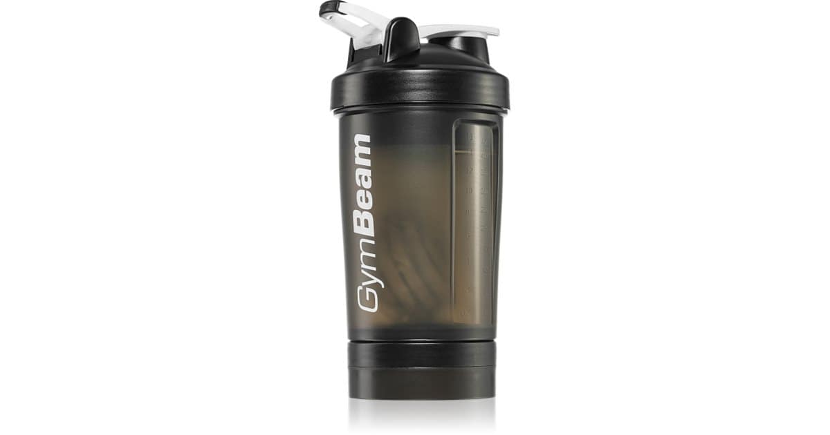 GymBeam Blend shaker per lo sport + recipiente colore bianco e nero 450 ml