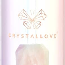 Crystallove Straw Water bottiglia d’acqua in vetro con cannuccia Hologram – Rose Quartz 400 ml