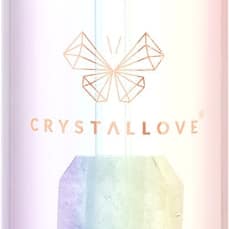 Crystallove Straw Water bottiglia d’acqua in vetro con cannuccia Hologram – Clear Quartz 400 ml