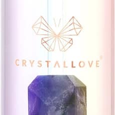 Crystallove Straw Water bottiglia d’acqua in vetro con cannuccia Hologram – Amethyst 400 ml