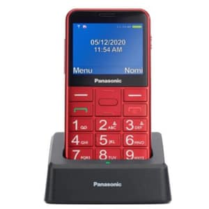 Panasonic kx-tu155 telefono cellulare ad utilizzo facilitato pulsanti grandi ampio schermo a colori da 2.4“ pulsante sos compatibile con apparecchi acustici base di ricarica rosso