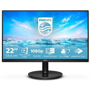 Philips 221v8 monitor adaptive sync 75 hz, va, full hd, 4ms, hdmi, vga, attacco vesa, nero, 22“