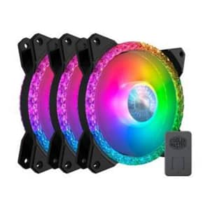 Cooler master masterfan mf120 prismatic kit 3 ventole argb 120mm pwm illuminazione rgb indirizzabile a triplo anello effetto cristallo raffreddamento silenzioso piena compatibilitÀ e controller black