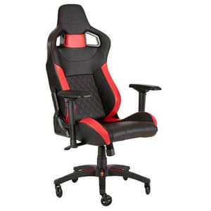 Corsair t1 race 2018 poltrona gaming telaio in acciaio schienale regolabile in pelle nero/rosso