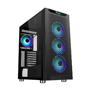 Itek majes 40 case full tower atx eatx micro atx mini-itx pannello laterale in vetro temperato 2xusb 3.0 4x12cm ventole argb black