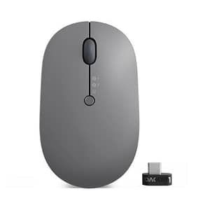 Lenovo go multi-device mouse ambidestro wireless a rf + bluetooth ottico 5 tasti 2400 dpi grigio