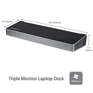 Startech usb3dockh2dp docking station replicatore di porte universale per 3 portatili video triplo usb 3.0 colore nero silver