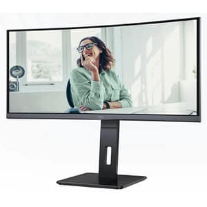 Aoc cu34p3cv – monitor curvo wqhd da 34 pollici, regolabile in altezza, altoparlante (3440×1440, 100 hz, hdmi, displayport, usb-c (65w pd), rj45, hub usb) nero