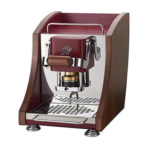 Faber agenta mini macchina per caffe` 500w pressacialda in ottone telaio in metallo cherry red e laterali in legno serbatoio 2 lt