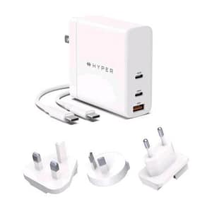 Targus hyperjuice gan caricabatterie da vrete pd 3.1 da 140w 2xusb-c 1xusb-a qc 3.0 bianco