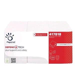 Papernet defend tech carta igenica interfogliata in pura cellulosa 2 veli goffratura wave 200 strappi 21×11 cm bianco conf 6 pz.