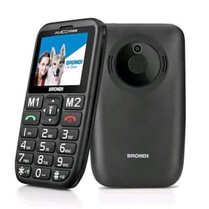 Brondi amico stiloso 2.4 easy phone tasti grandi retroilluminati volume aumentato cover in pelle inclusa nero