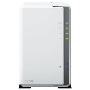 Synology diskstation nas chassis desktop cpu realtek rtd1619b 1.4ghz ram 1gb 2 bay hdd/ss 2.5/3.5 white