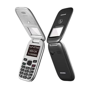 Brondi window telefono cellulare con apertura a conchiglia e flip attivo dual sim 1.77“ nero