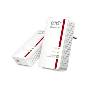 Avm fritz powerline 1240e wlan set adattatore ethernet rete elettrica 1 porta lan rj-45 wi-fi 300mbps colore bianco/rosso