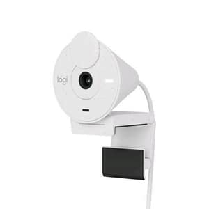 Logitech brio 300 webcam 2mp full hd con otturatore privacy microfono con riduzione del rumore certificata per zoom, microsoft teams, google meet, correzione automatica della luce usb-c white