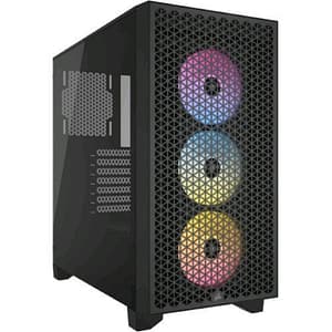 Corsair 3000d rgb airflow case per pc mid-tower vetro temperato- 3 ventole ar120 rgb – supporto di gpu a tre slot – spazio per alloggiare fino a 8 ventole da 120 mm – design con flusso d`aria elevato minitx/matx/atx nero