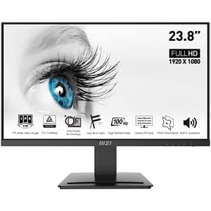 Msi pro mp243x 23.8 led full hd ips 16:9 300 cd/mq 1 ms contrasto 1000:1 100hz freesync altoparlanti 1 x hdmi 1 x displayport nero