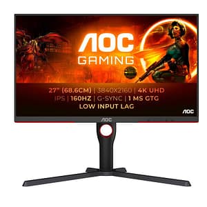 Aoc gaming u27g3x 27 led ips ultra hd 4k 3840 x 2160 16:9 contrasto 1000:1 – 1 ms 160hz g-sync usb 2 x hdmi 2 x displayport nero rosso