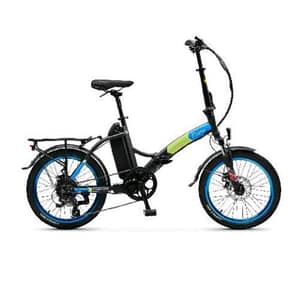 Argento piuma bici elettrica pieghevole 250w ruote da 20 x 1.95 velocita` 25 km/h autonomia fino a 70 km freni a disco blu