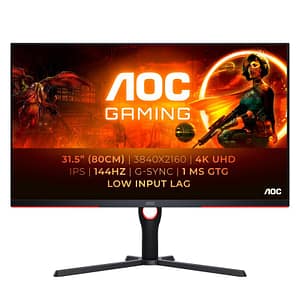 Aoc g3 31.5 led ips 4k ultra hd hdr 400 nvidia g-sync formato 16:9 contrasto 1.000:1 2xhdmi 2xdisplay port nero/rosso