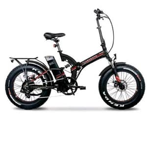 Argento bimax plus bicicletta elettrica a pedalata assistita 250w ruote da 20 x 4 velocita` 25km/h autonomia 30/70 km nero rosso