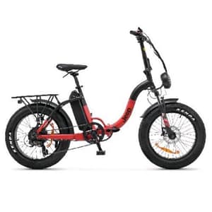 Jeep phoenix bicicletta elettrica pieghevole 250w ruote da 20 autonomia 70 km freni a disco con portapacchi nero rosso