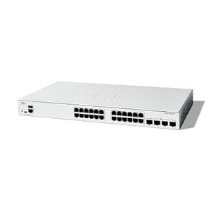 Cisco catalyst 1300-24t-4g switch gestito l3 – 24 x 10/100/1000base-t + 4 x gigabit sfp montabile su rack bianco